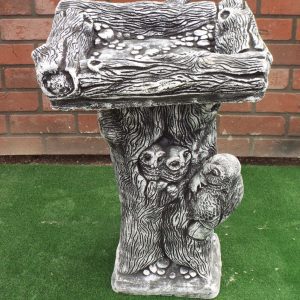 Square owl bird bath Black