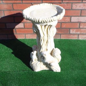 Squirrel bird bath yellow