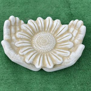 Sunflower hands birdbath yellow
